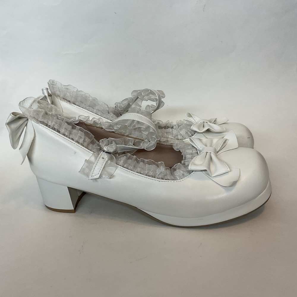 Mary Jane Shoes 11-11,5 Round Toes Thick Heels Buckle Bowknot Mid Heels Shoes‎